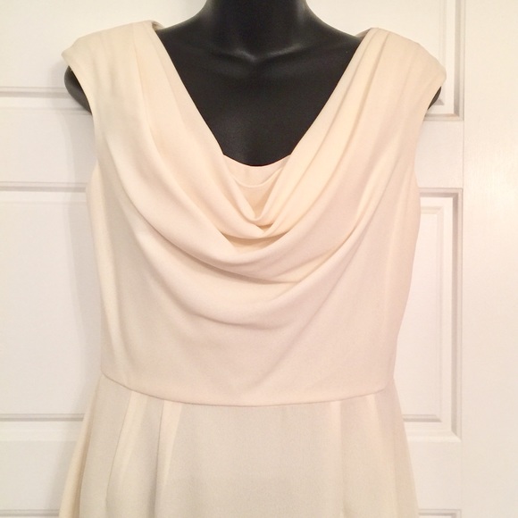 Liz Grecian Goddess Drape Front Dress In Cream Sz 6 - Picture 2 of 6